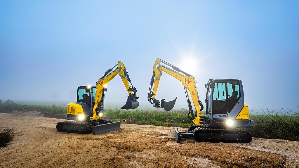 two excavators on construction site