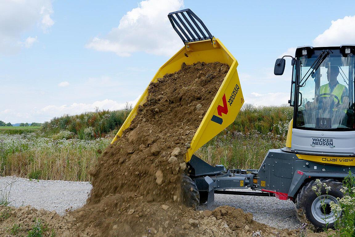 dumper with swivel seat on construction site